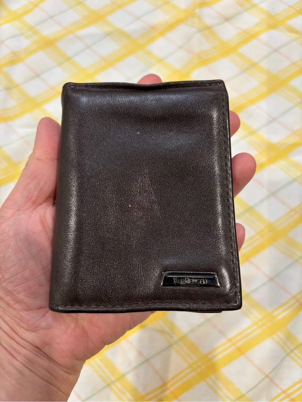 2/$15 Van Heusen Brown Genuine Leather Trifold Wallet
